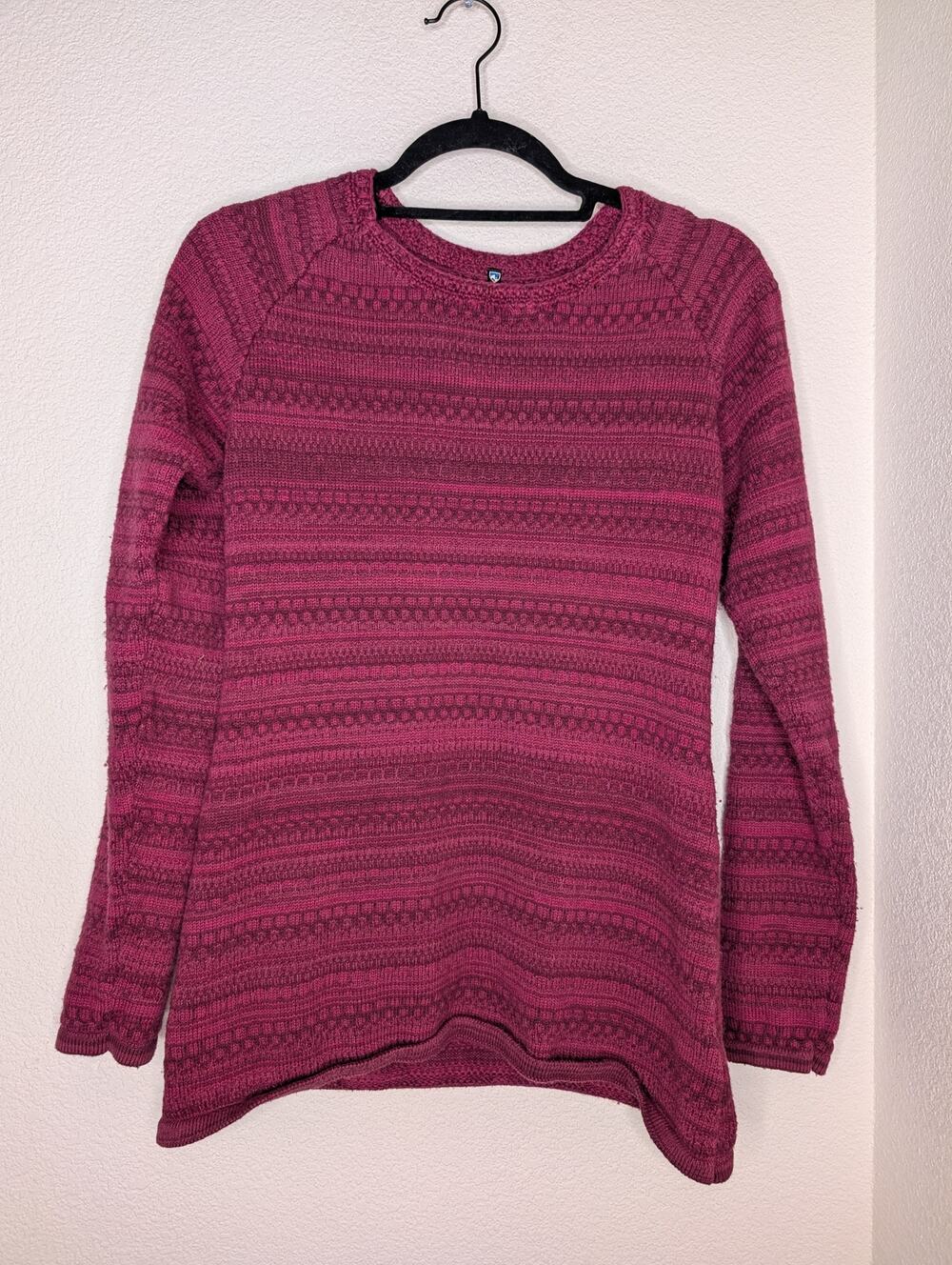 Kuhl Women's Textured Crewneck Knit Sweater Pink Gorpcore S Outdoor Activewear